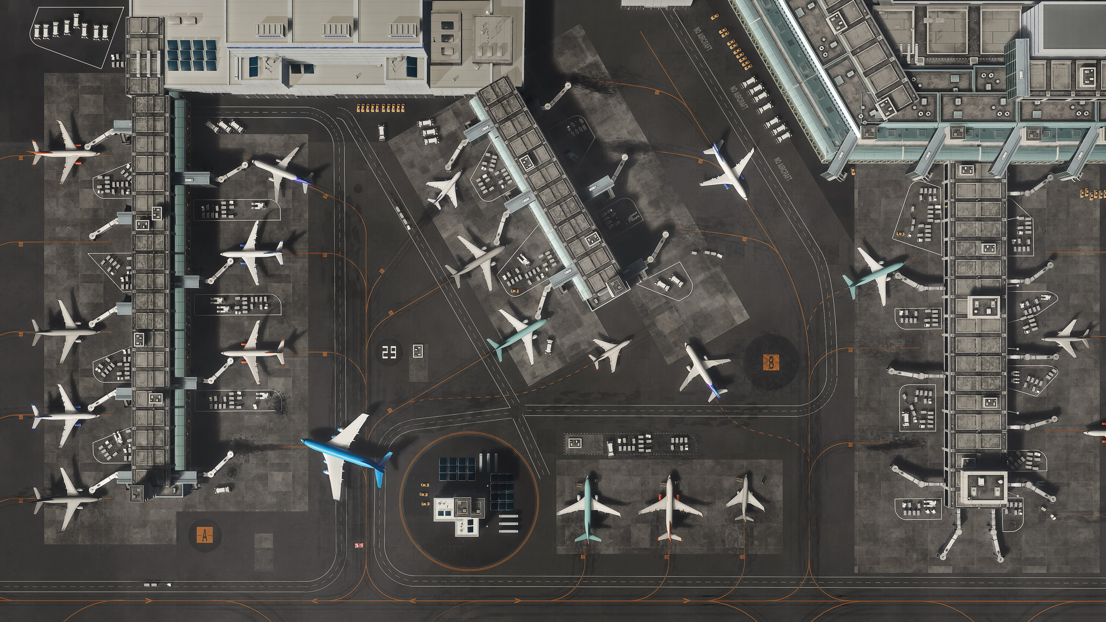 Vista aérea plataforma de aeropuerto